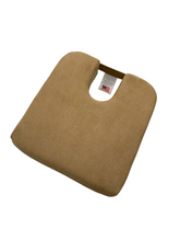 Compact Car Cush is a seat cushion in extra firm foam for users who weigh 200 lbs or more, measures 13" wide and is 14" deep. It is the most narrow of the Tush-Cush Products and is great for narrow seating surfaces such as theaters, stadiums, electric vehicle seats, bus, train, trolley, and golf cart seats. The easy carry handle makes it a wonderful travel companion and the removable cover provides easy cleaning. Microsuede covers should be gentle washed on cold, hang dry. Faux leather can be wiped clean.