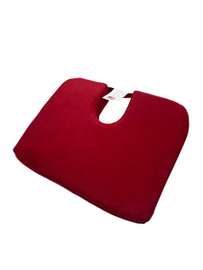 Tush-Cush® and Car-Cush Red microsuede, wedge shape, tailbone cut-out relieves pain