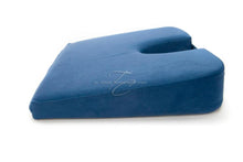 Tush-Cush® wedge is 3" high in back, tapers to 1" front, gently assists lumbar spine natural curve