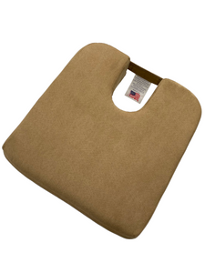 Compact Car Cush is a seat cushion in extra firm foam for users who weigh 200 lbs or more, measures 13" wide and is 14" deep. It is the most narrow of the Tush-Cush Products and is great for narrow seating surfaces such as theaters, stadiums, electric vehicle seats, bus, train, trolley, and golf cart seats. The easy carry handle makes it a wonderful travel companion and the removable cover provides easy cleaning. Microsuede covers should be gentle washed on cold, hang dry. Faux leather can be wiped clean.