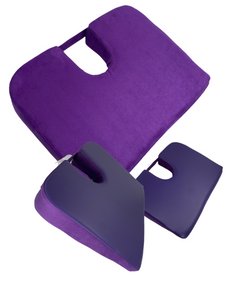 Tush-Cush® Purple combo faux leather and microsuede features a wedge shape and tailbone cut-out